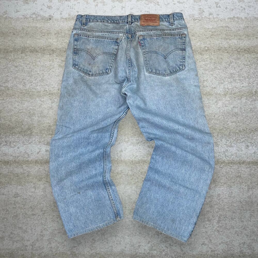 Vintage 90s Levis Jeans 505 38x26 Regular Straight Fit Light Wash Denim Made USA